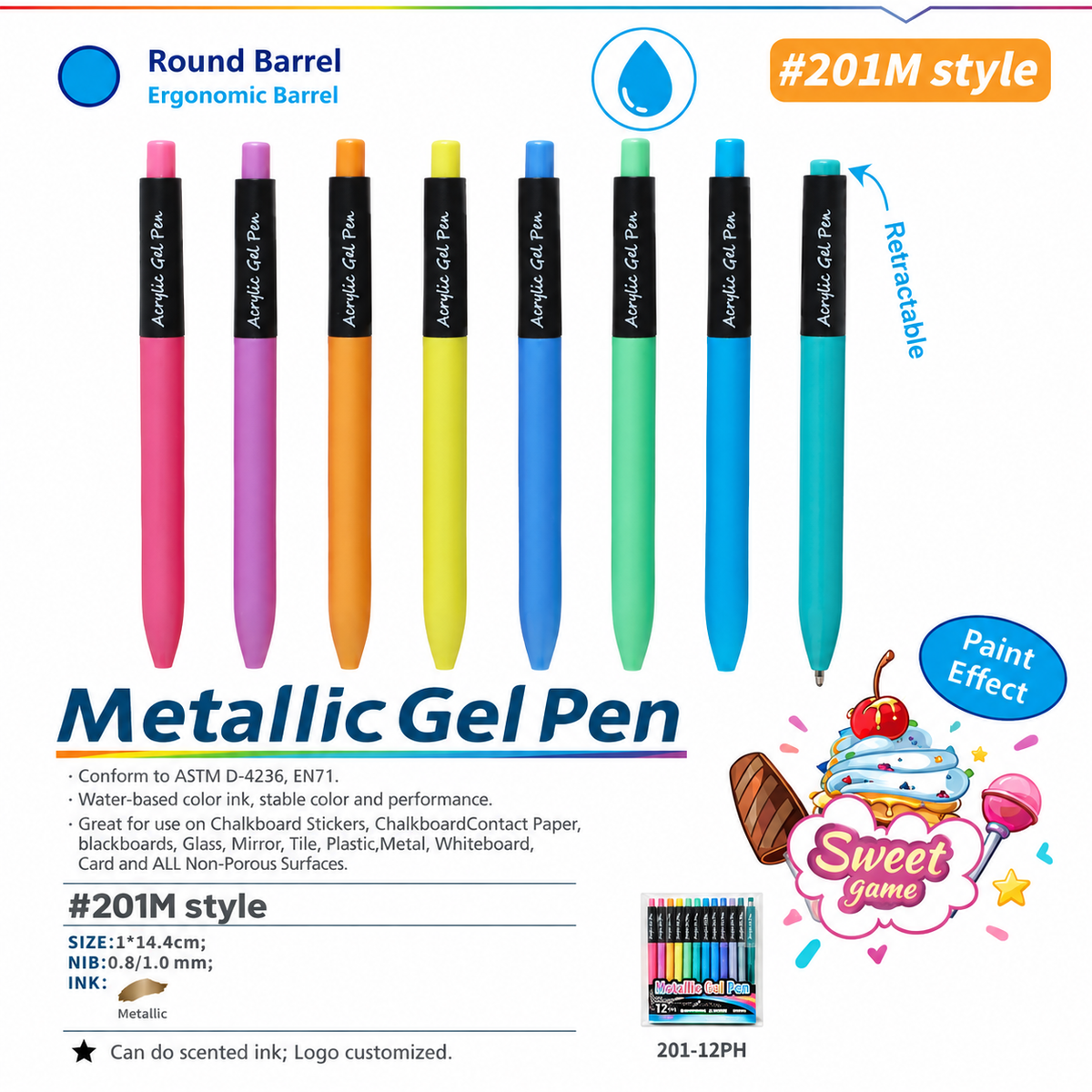 Metallic Gel Pen (SJ201M)