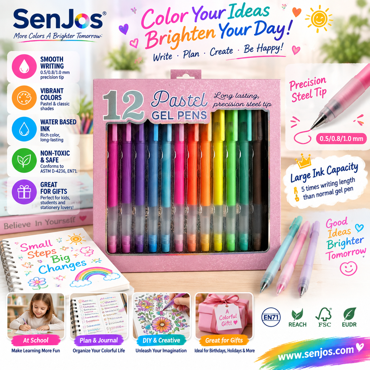 Colorful Gel Ink Pen (Large Capacity)